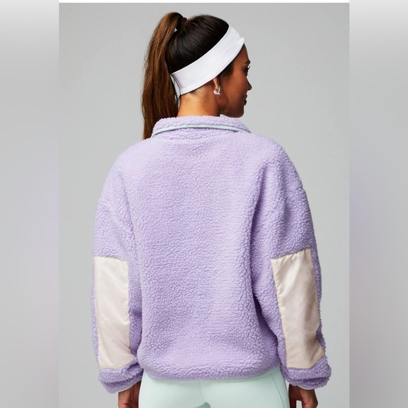 Fabletics Purple Liliac Teddy Jacket Sherpa High Collar and Fuzzy Texture Large - Picture 2 of 13